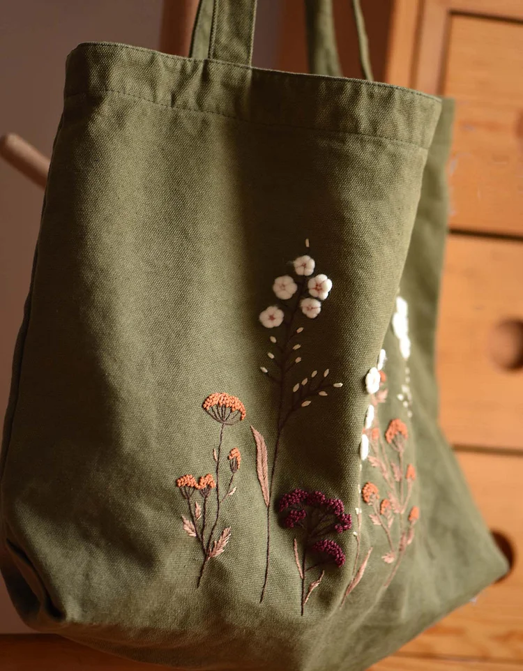 Handmade DIY Embroidery Flowers Bag (Including DIY materials)