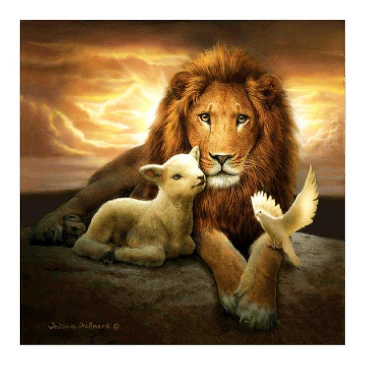 Full Round Diamond Painting Lion Mom and Baby (30*30cm)