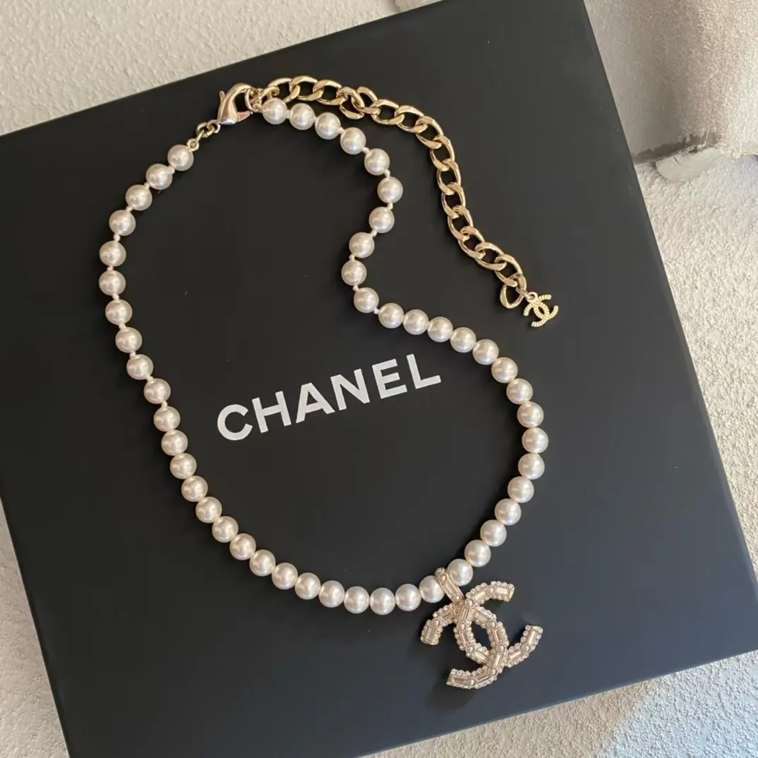 Chanel Big Double C Pendant Pearl Necklace