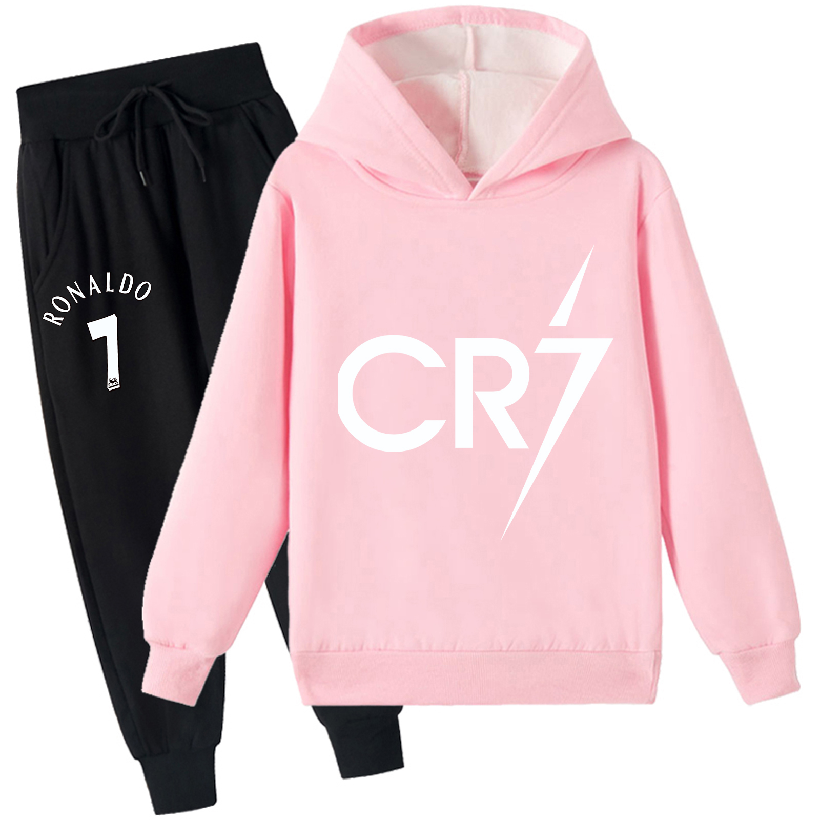 Mayoulove Cristiano Ronaldo Fleece Hoodie Set for Kids - Stylish Sportswear for Boys  Girls, Perfect for Young Fans-Mayoulove