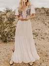 Embroidered Empire Short Sleeves Maxi Dress