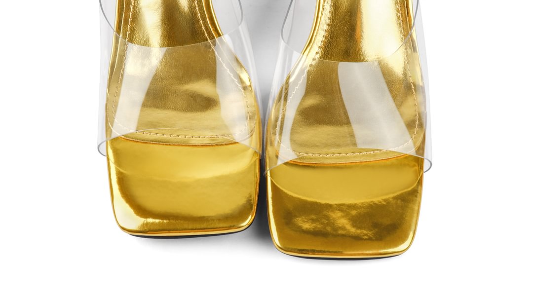 7cm/2.76''  Transparent Low Heeled Sandals Women's Slippers