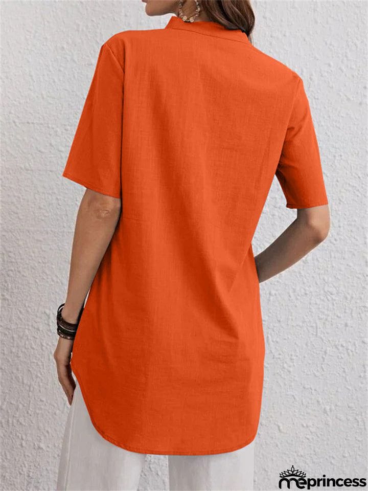 Women's Summer Pure Color Trendy V Neck Shirts