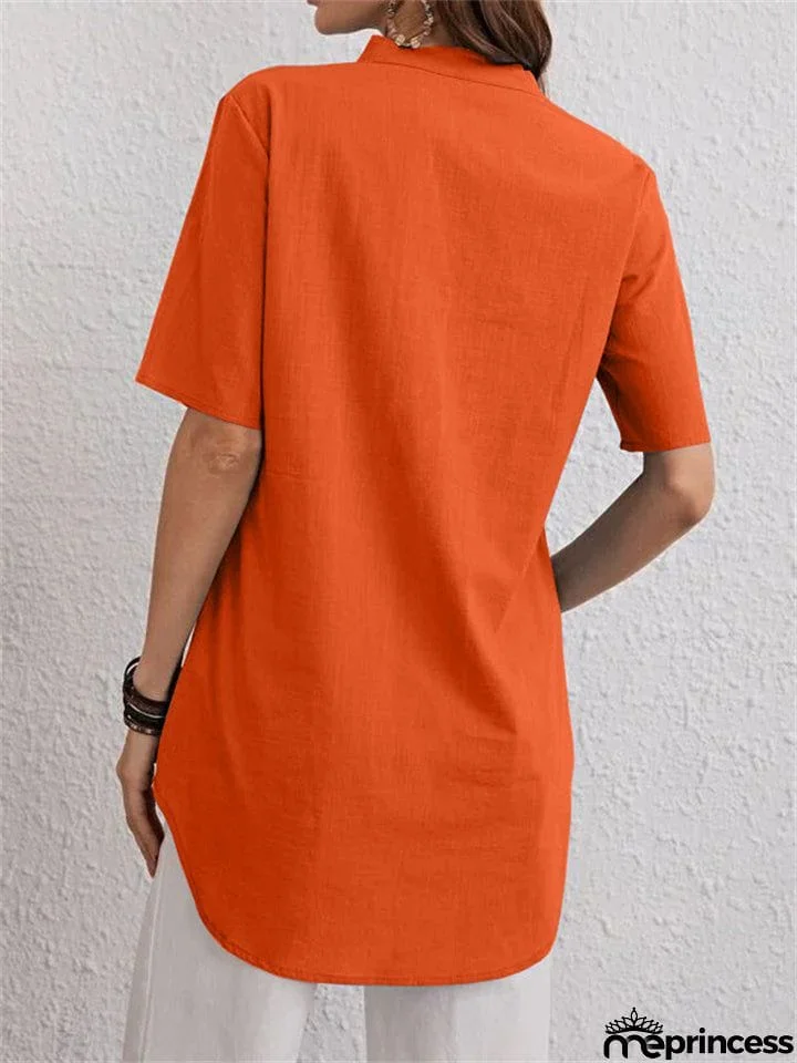 Women's Summer Pure Color Trendy V Neck Shirts