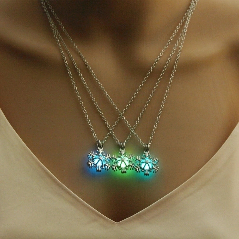 Luminous Hollow Snowflake Pendant Necklace