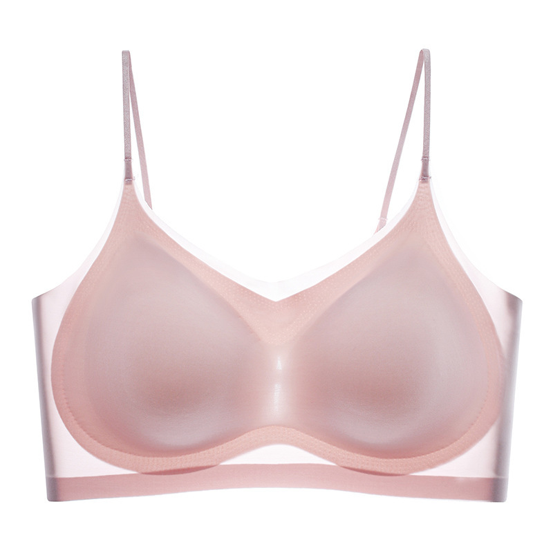 Qinice Ultra-thin Ice Silk Seamless Underwear Women's Thin Section Breathable Sling Beautiful Back Vest Big Chest Small Sleep Bra
