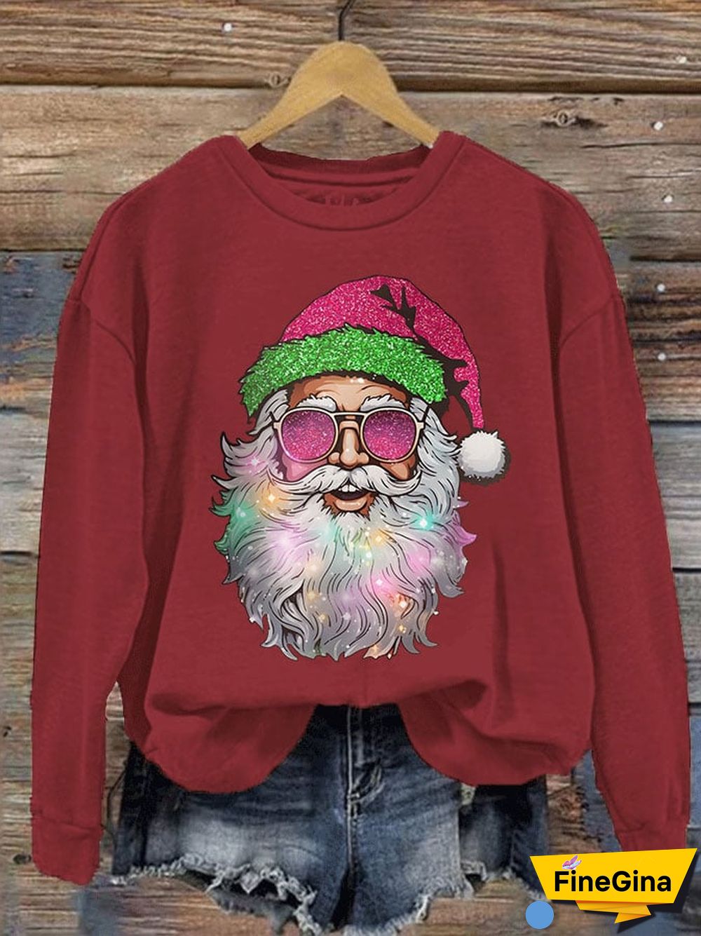Women's Santa Print Sweatshirt