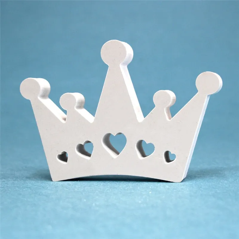 Thickness 12 MM White Wooden Letters English Alphabet Name Design Art Craft 3D Heart Crown Diamond ring for Wedding Home Decor