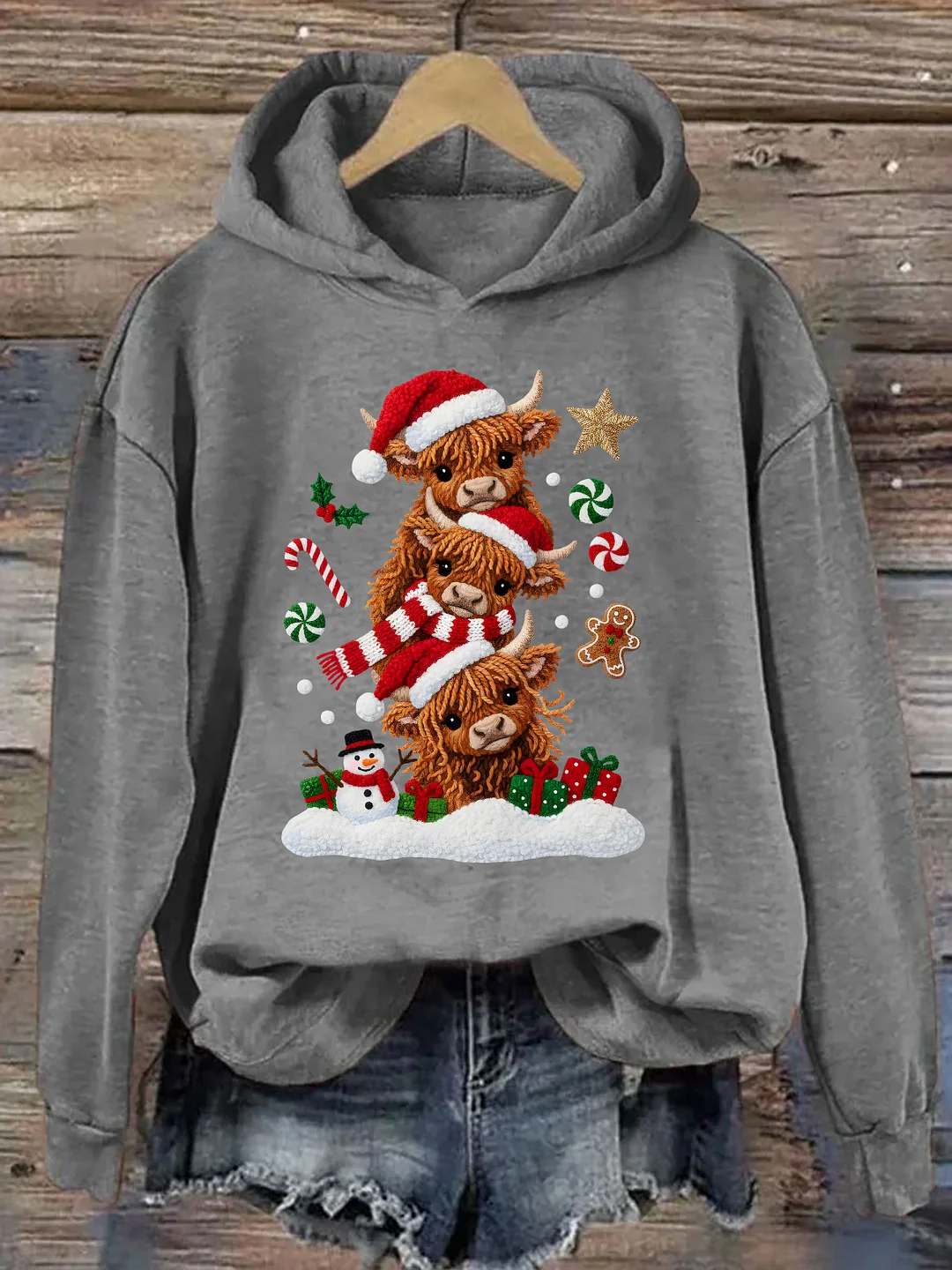 Highland Cow Christmas Hoodie