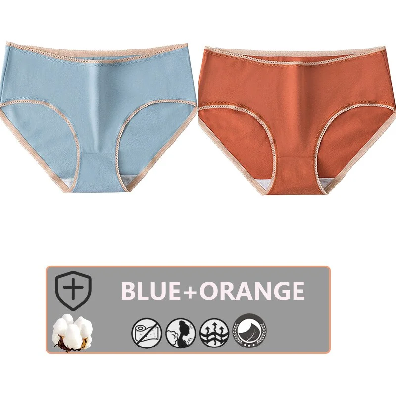 FINETOO 2PCS/Set Cotton Panties Women Sexy Underwear For Girl Lingerie Lady Cute 8 Solid Candy Colors Pantys Woman Female Briefs