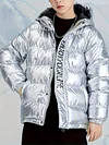 Kid Boys Letters Print Hooded -padded Jacket Metallic Warm Coat
