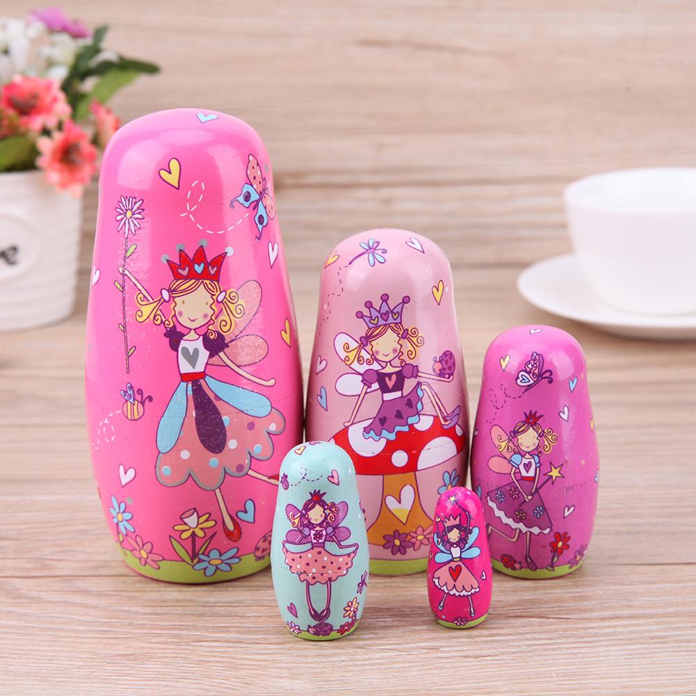 

5pcs/Set Basswood Russian Matryoshka Dolls Pink Angel Nesting Dolls Gift, 501 Original