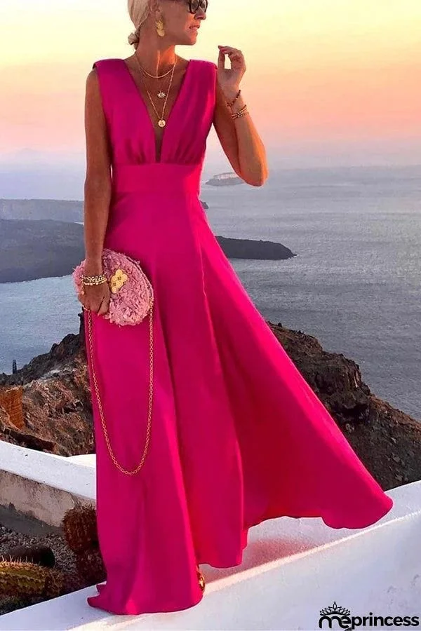 Novel Romance V Neck Maxi Party Dress