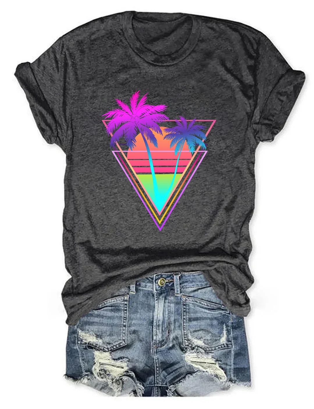 Neon Palm Tree Glow Bright T-Shirt