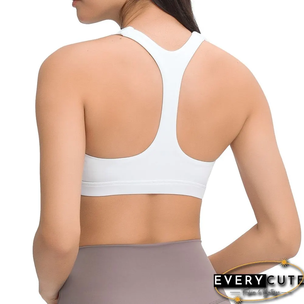 White Y Back Push-up Sports Vest Bra