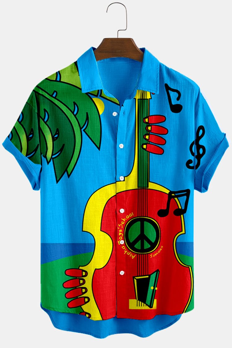Casual Print Street Blue Shirt