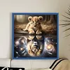 Lion Cub Grey Reflection-11CT Stamped Cross Stitch 40*40cm/15.75*15.75in