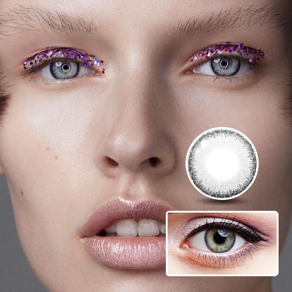 NEBULALENS Veil Grey Yearly Prescription Colored Contact Lenses NEBULALENS