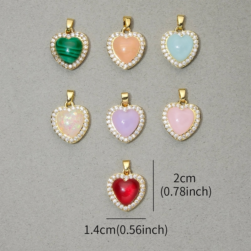 1 PCS/Package Synthetic Resin Copper Resin Zircon 18K Gold Plated Heart Shape Jewelry Accessories Pendant
