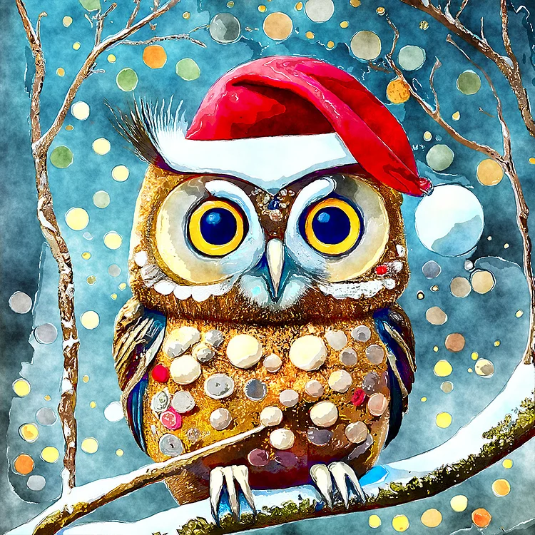 Christmas Owl 30*30CM (Canvas) Full Round Drill Diamond Painting gbfke