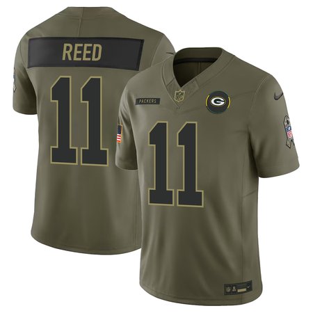Men's Green Bay Packers #11 Jayden Reed  Olive 2025 Salute to Service Retired Limited Jersey