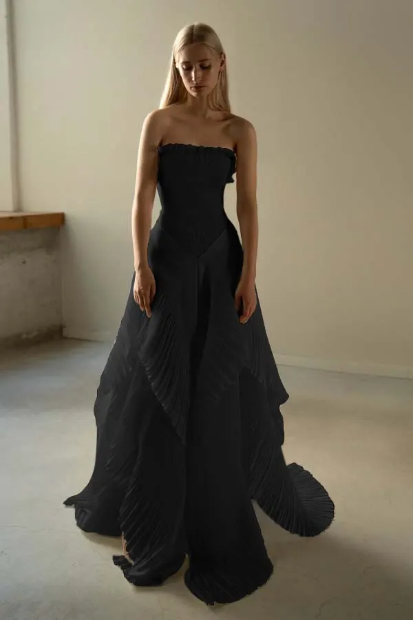 Daisda Chic Sleeveless Strapless Square A-Line Prom Dress
