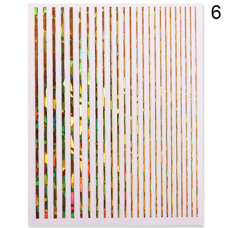 1PC Gold Sliver Striping Tape 3D Nail Stickers Geometry Lines Slider For Nails Gel Polish Decals For Manicures DIY Decoration-Nail Inspo
