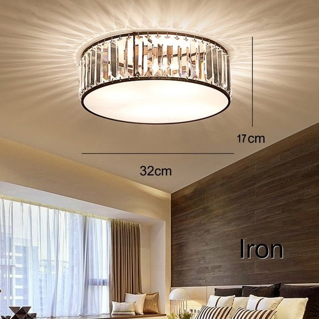 LED Ceiling Lights With K9 Crystal Modern Round Ceiling Lamp Hardware Bedroom Luminaire Black Dining Lighting Fixture