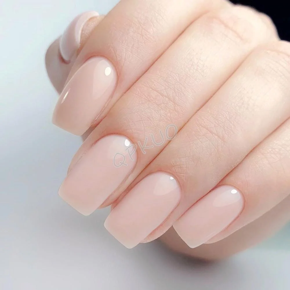 24Pcs Long Square Press On Fake Nails With Jelly Glue Shiny White Artificial False Fingernail Tip DIY Manicure Tools-Nail Inspo