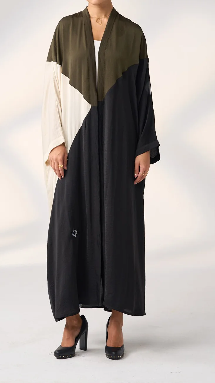 Cotton And Linen Stitching Cardigan Abaya-inspireuse