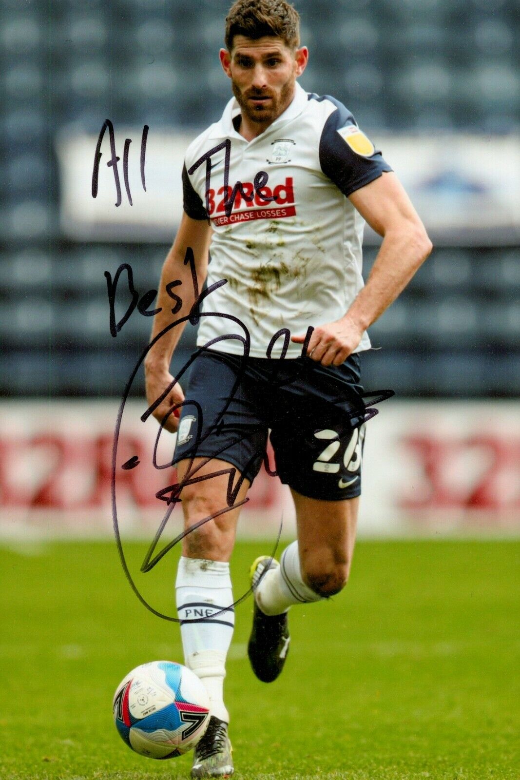 Ched Evans Signed 6x4 Photo Poster painting Preston North End Sheffield Wales Autograph + COA