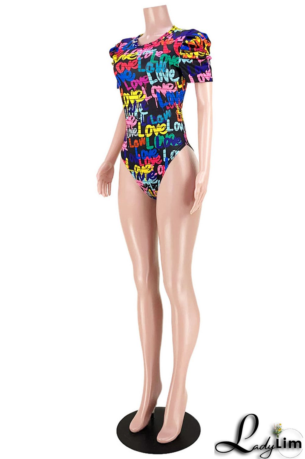 Multicolor Fashion Casual Print Basic O Neck Short Sleeve Skinny Romper