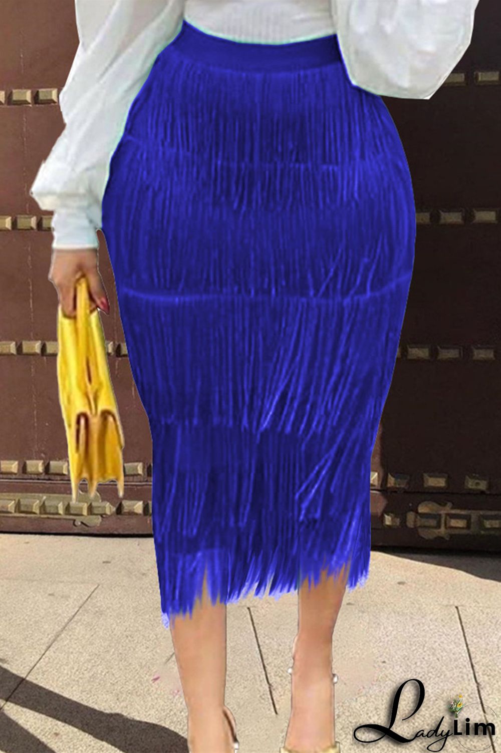 Black Fashion Solid Tassel Patchwork Regular High Waist Straight Solid Color Bottoms