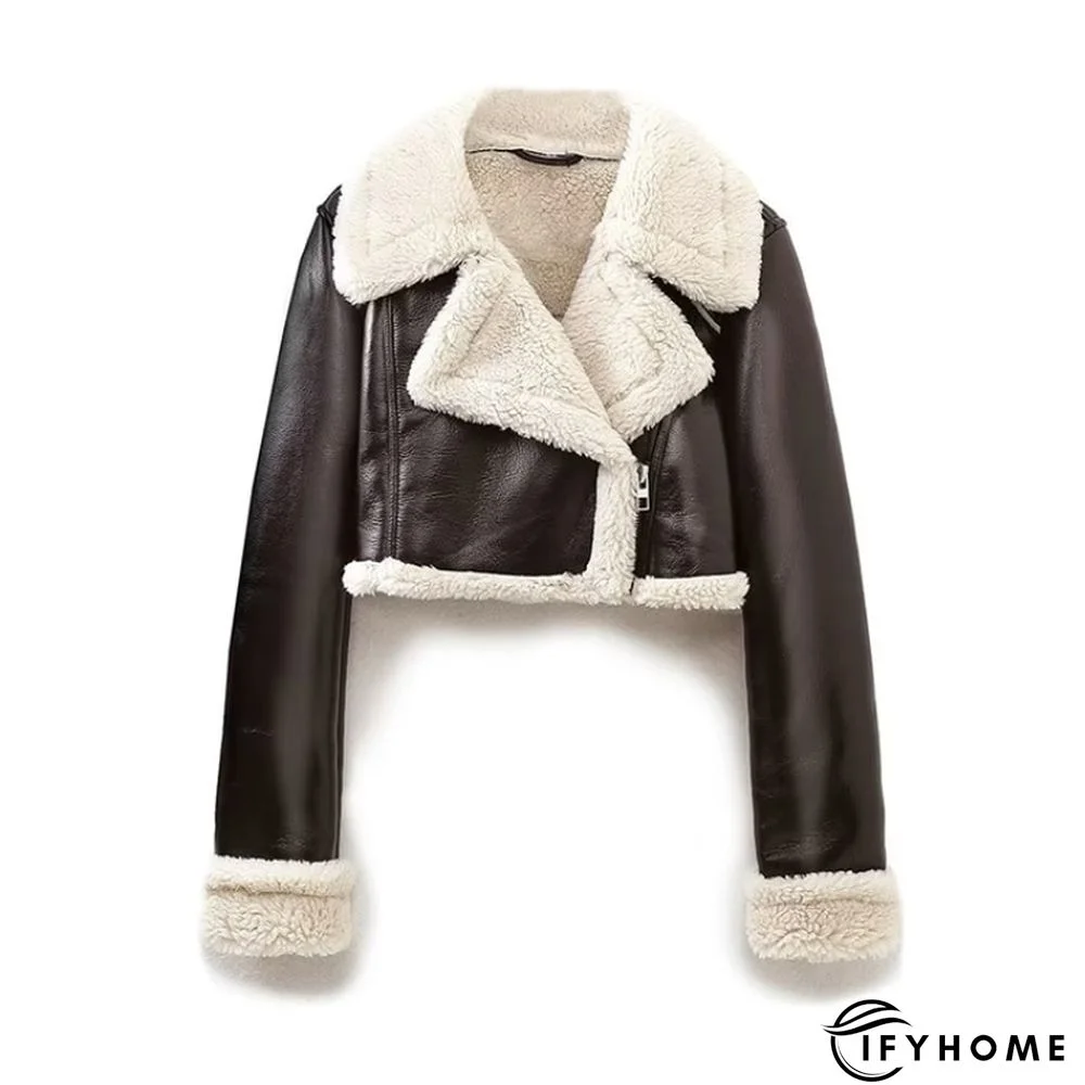 Women Fashion Lapel Lambswool Coat Double Sided Short Jacket | IFYHOME