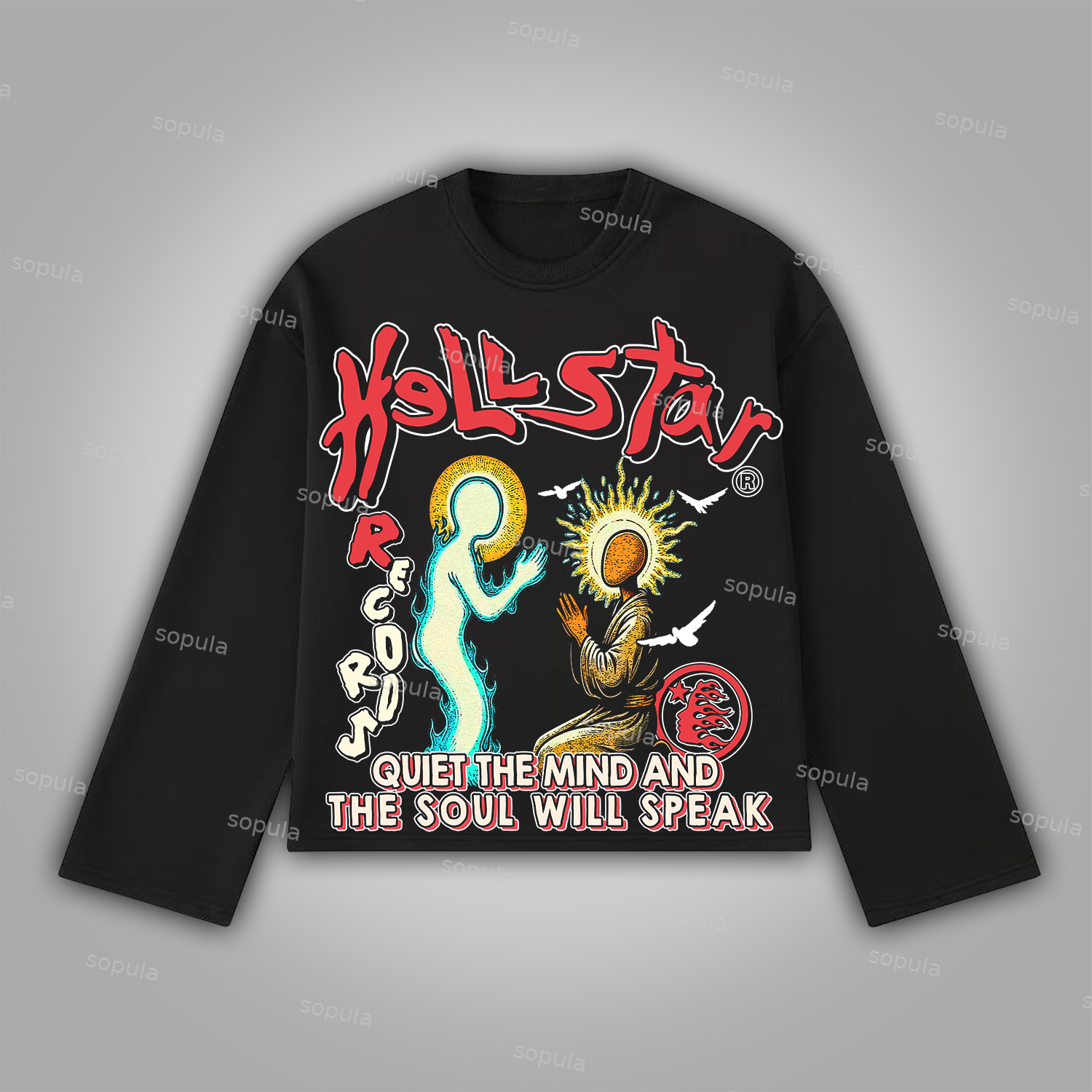 Sopula Quiet The Mind And The Soul Will Speak Cotton Long Sleeve T-Shirt - SOPULA