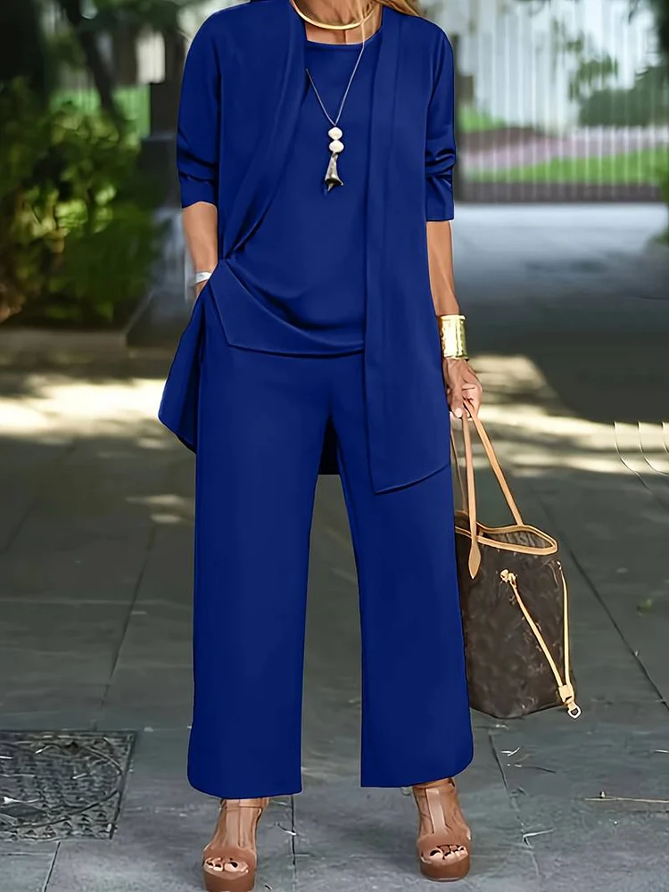 Evelyn – casual three-piece set with cardigan and long trousers Radinnoo.com
