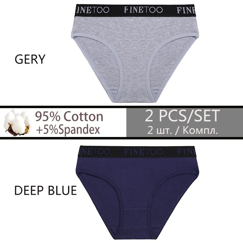 FINETOO 2PCS/Set Cotton Sexy Women Underwear Fashion Letter Women Panties Low-waisted Lingerie Female Girls 2021 Briefs M-XXL