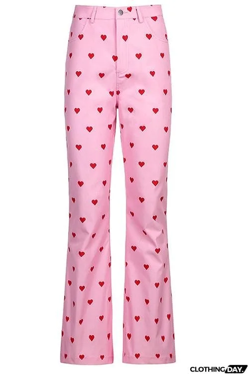 Red Heart Bell Pants