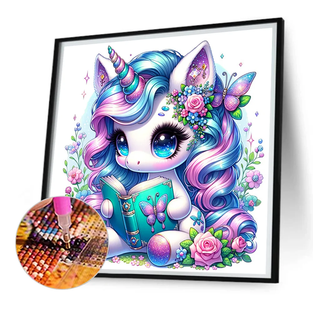 Diamond Painting - Full Square Drill - Read Unicorn(Canvas|35*35cm)