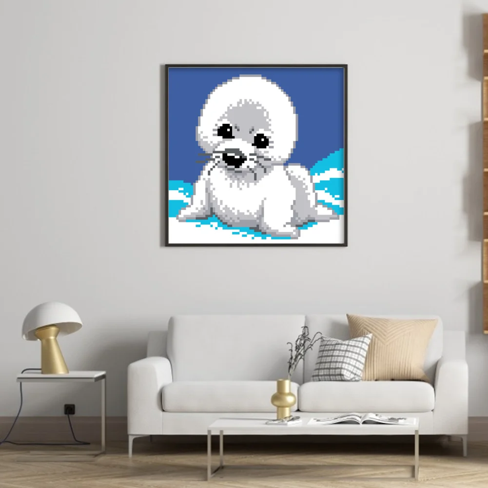 9CT Full Stamped Cross Stitch Bead Embroidery - Seal(Canvas|20*20CM)