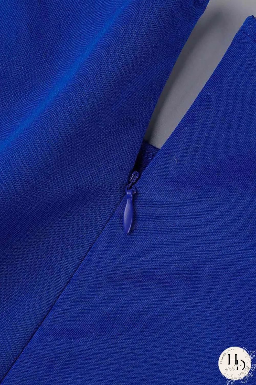 Blue Elegant Solid Patchwork Flounce O Neck Pencil Skirt Dresses(Without Belt)