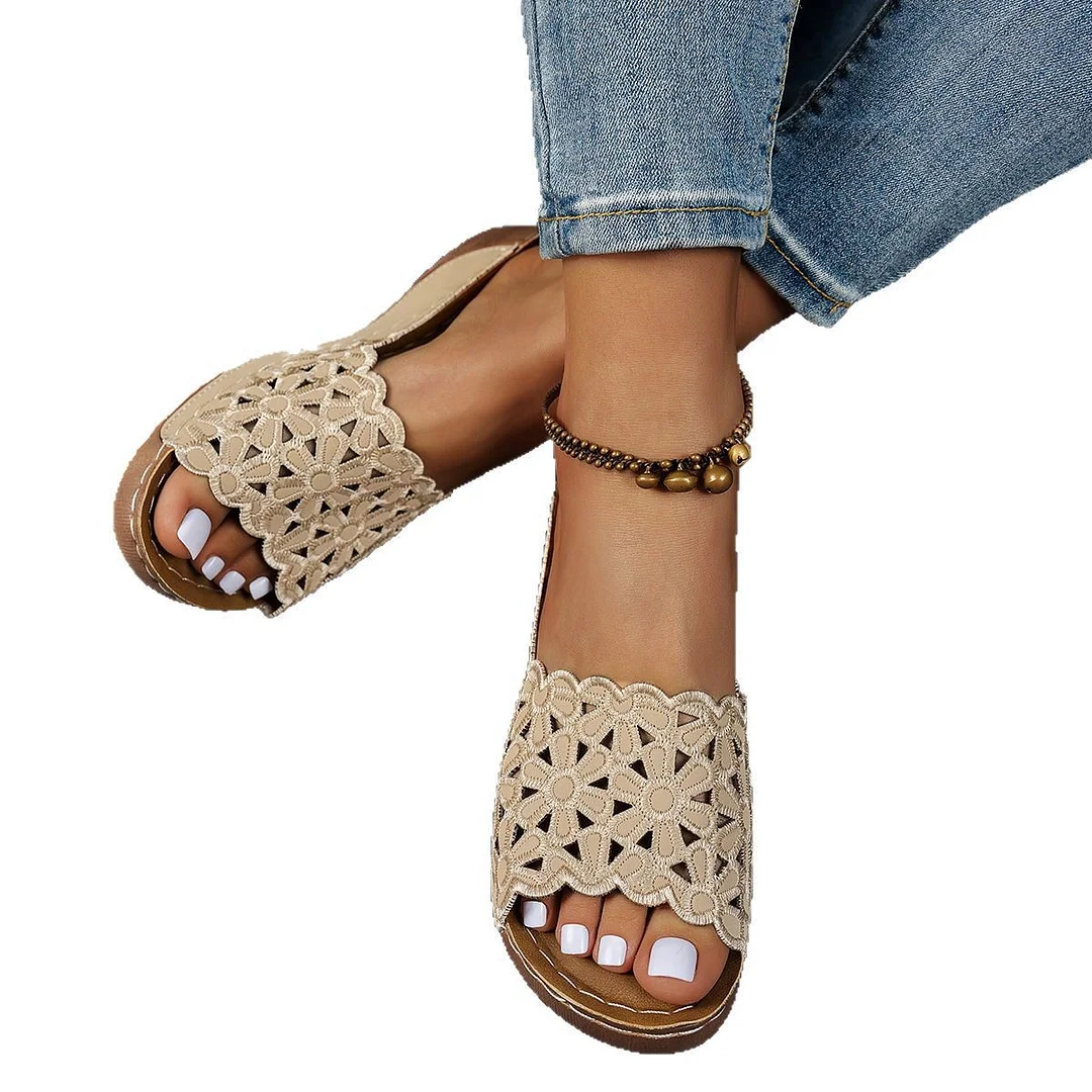 Yyvonne Hollow Thick Bottom Slippers Women Outside The Slope And Light Beach Cool Slippers Lat Comfortable