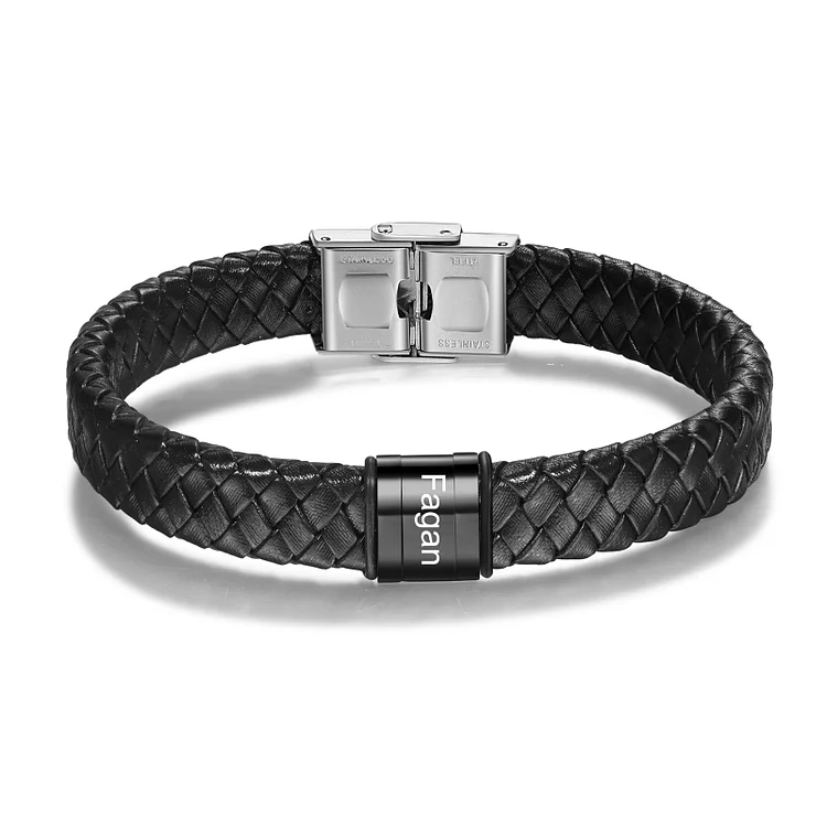 Pulsera de cuero trenzado 1 pulsera de hombre con 1 nombre personalizado