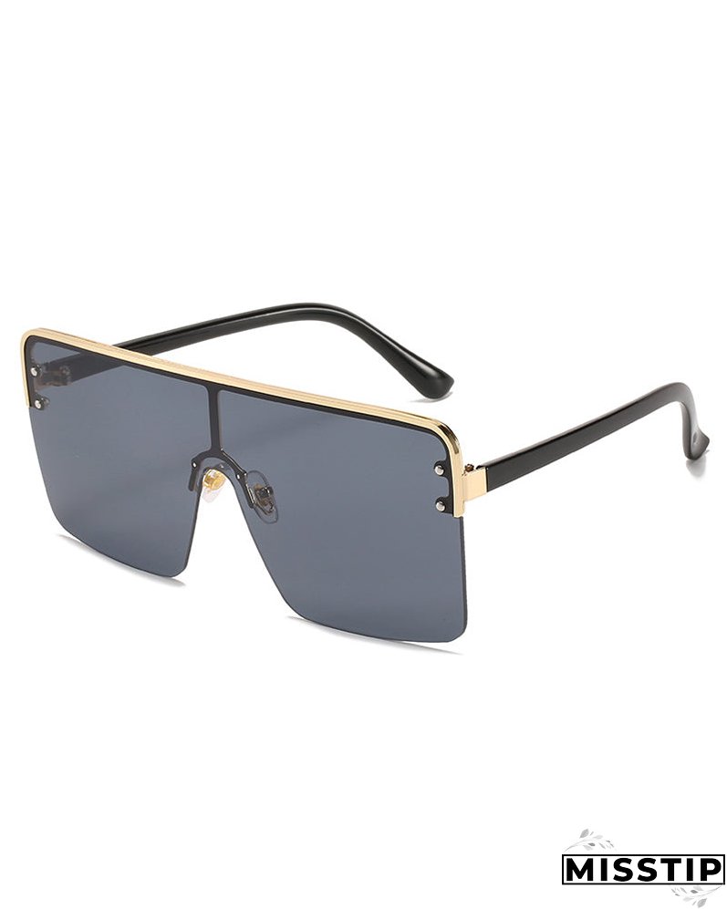 1Pair Half Metal Frame Ombre Lens Flat Top Sunglasses