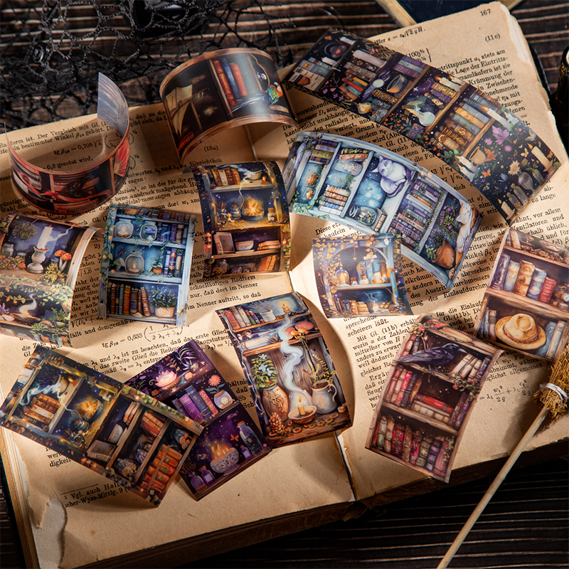 PET 테이프 - 40mm*200cm 매직 북케이스 시리즈 빈티지 식물책 풍경