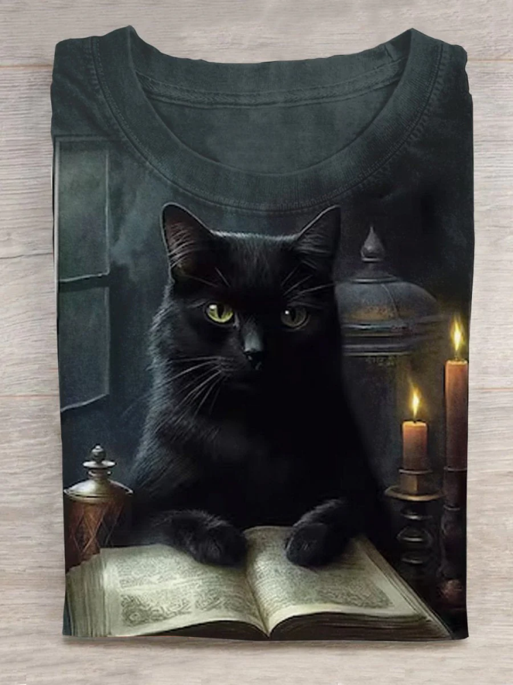 Comstylish Black Cat Halloween T-Shirt