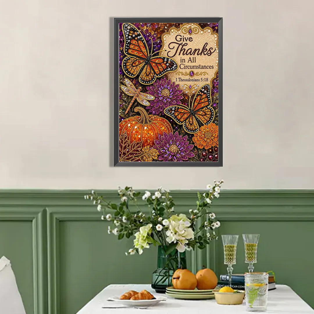 Butterfly Pumpkin Thanks Diamond Painting Kits for Adults Beginners 30x40cm