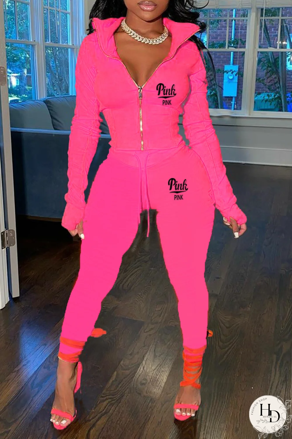 Black Fashion Print Patchwork Turndown Collar Long Sleeve Two Pieces