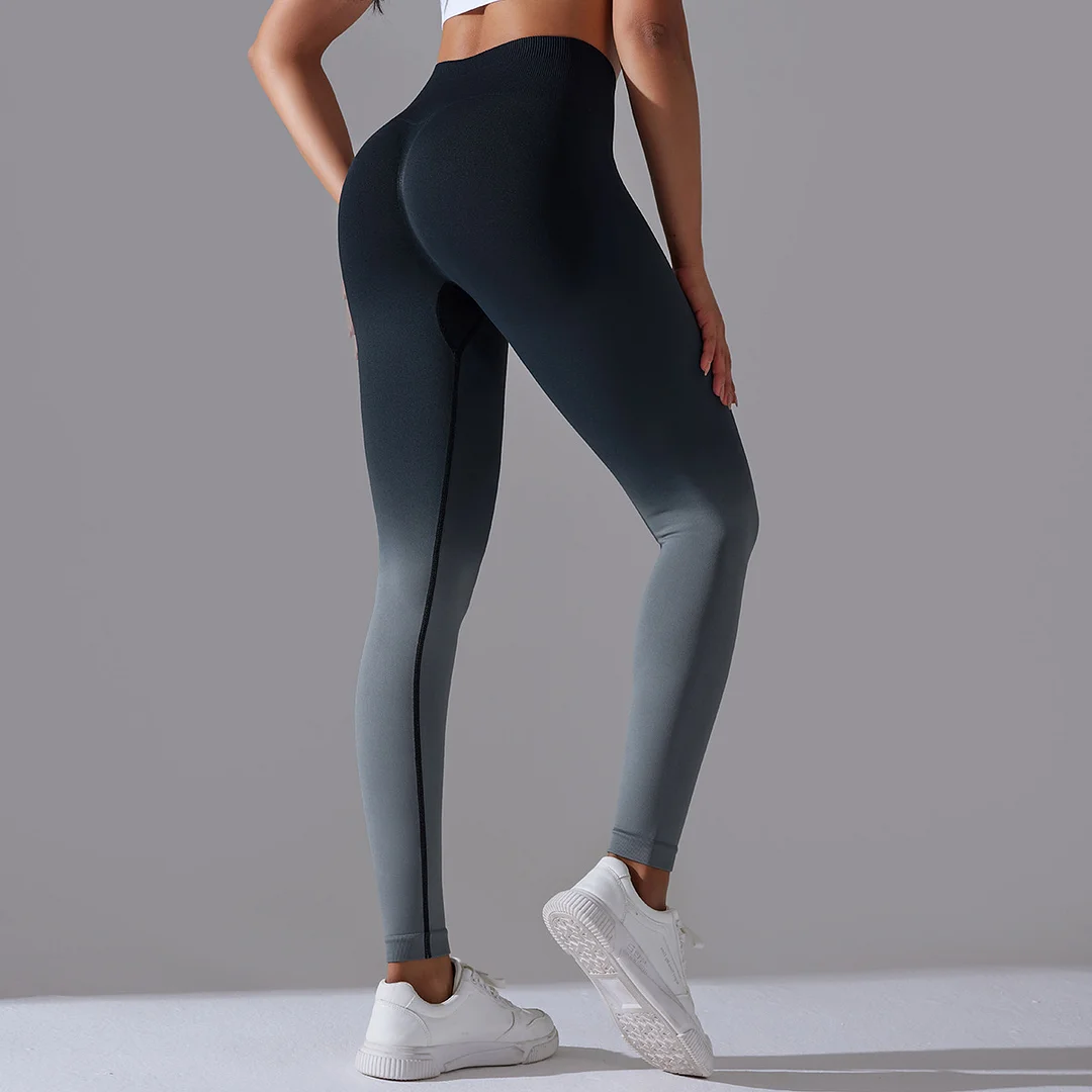 PASUXI Hot Selling Women Push Up Gym Fitness Seamless Yoga Wear Pants Gradient Color Yoga Training High Waist Leggings