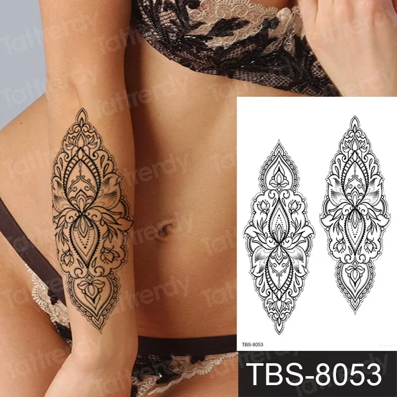 temporary tattoos men women arm shoulder tattoos sleeve traibal wolf owl scorpion male tattoos sticker black henna decal